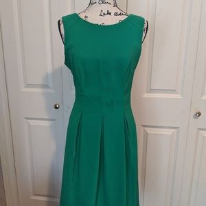 Green High-Neck Flared A-Line Dress